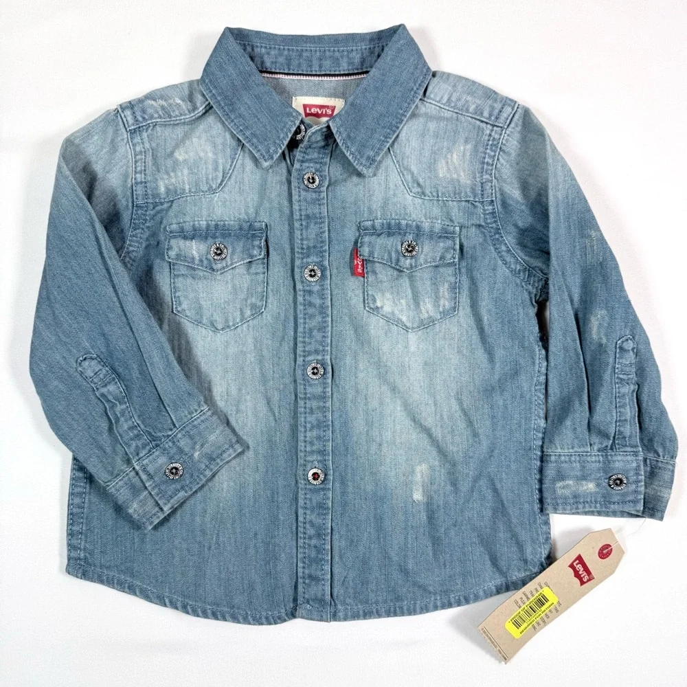 NWT LEVIS Baby Western Chambray Button Down 12M Classic Americana Cowboy NEW